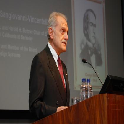 Professor Alberto Sangiovanni Vincentelli addresses the George Boole 200 Inaugural Lectures